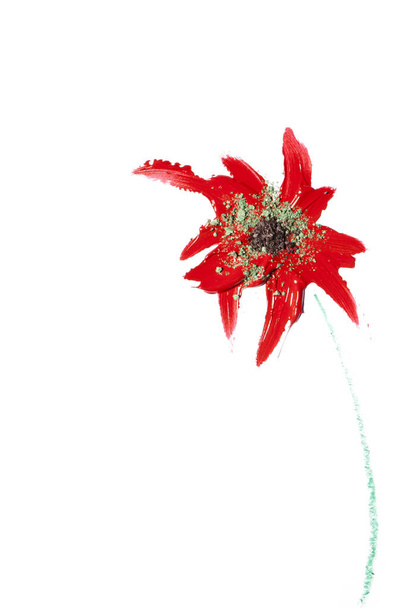Κόκκινο λουλούδι ζωγραφισμένα με κραγιόν. - Φωτογραφία, εικόνα
