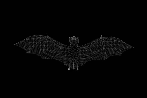 Bat in Hologram Wireframe Style. Nice 3D Rendering - Photo, image