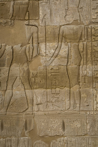 Symbolit allekirjoittaa luvut faaraoiden Egyptissä, muuri Luxo
 - Valokuva, kuva