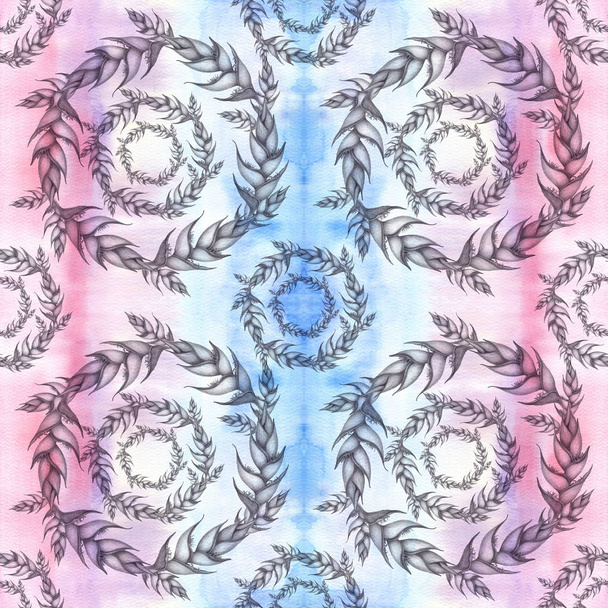 Heliconia - flores. Fondo de pantalla abstracto con motivos florales. Patrón sin costuras. Fondos de pantalla
.  - Foto, Imagen