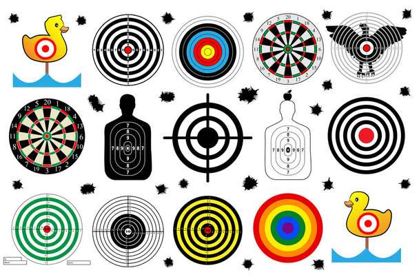 set a target for shooting range, bullet holes, vector - Vector, Image