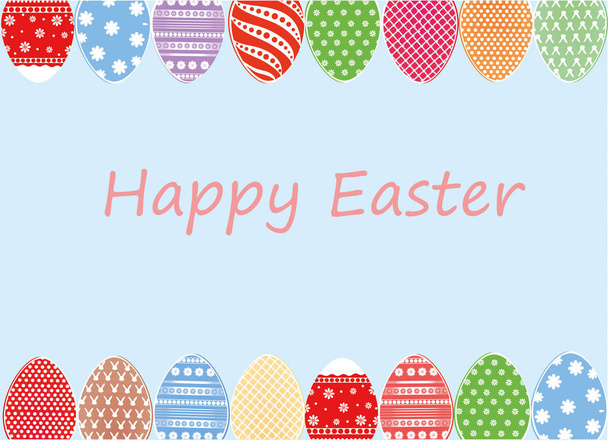 Easter  colored eggs with a pattern. Greeting card for the holiday.  - Vector, Image