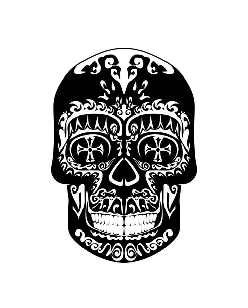 Vintage gothic black and white scull - Vector, Image