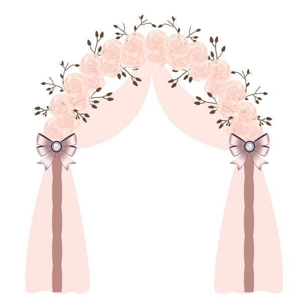 Wedding arch with pink roses. - Vector, Image
