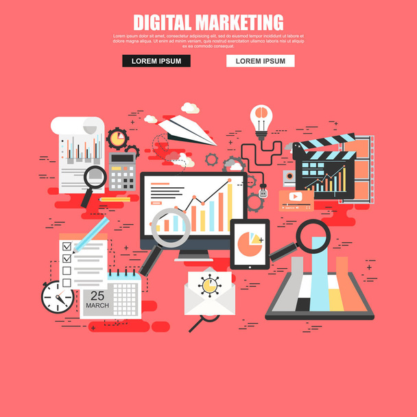 concept set of  digital marketing - Vector, Image