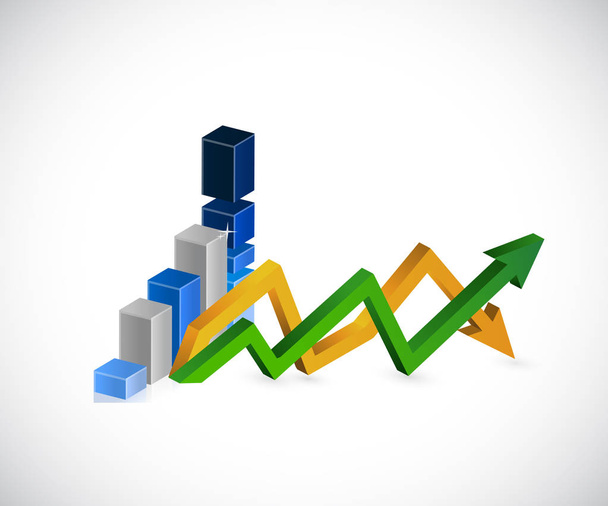 Blue graph up and down business arrow chart - Foto, imagen
