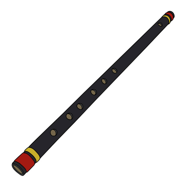 Black wooden flute - Vector, Image