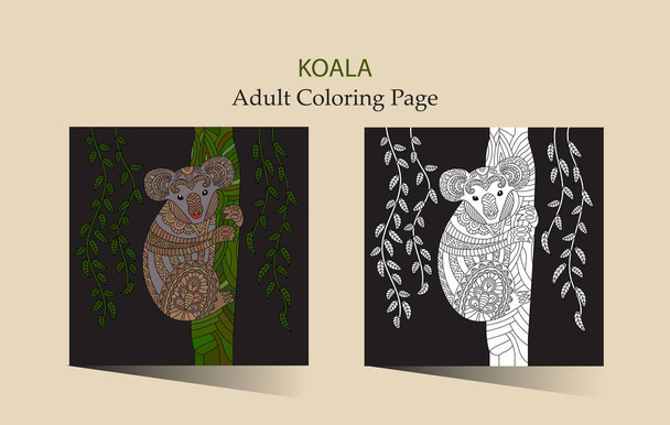 Ręcznie rysowane wektor zentangle kolorowanki dla dorosłych z koali. - Wektor, obraz