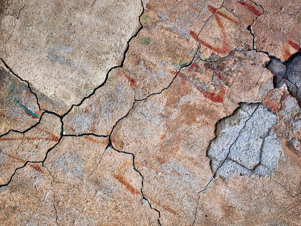 dark background, brown texture of wall with cracks - Photo, Image