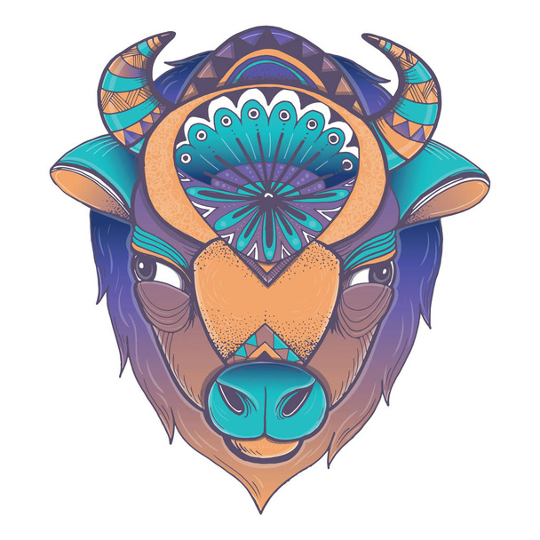 Vector poster with bison head - Vector, Image