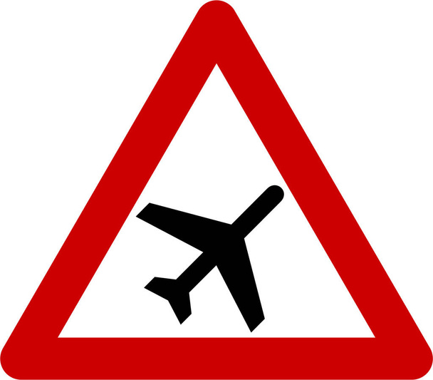 Προειδοποιητική πινακίδα με αεροπλάνο - Φωτογραφία, εικόνα