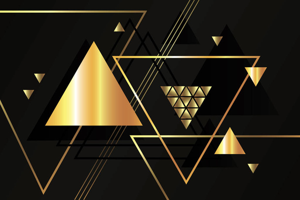 Streszczenie złoty geometryczny wektor tła z trójkątami. - Wektor, obraz