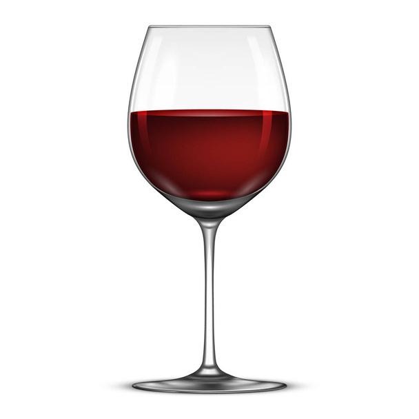Vector realistic wineglass with red wine icon isolated on white background. Design template in EPS10. - Vector, Imagen