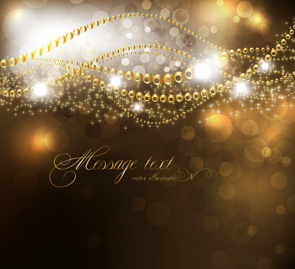 Elegant magic golden background with place for text invitation. with stars, sun shine and sparks - Wektor, obraz