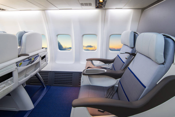 Empty seats and window inside an aircraft - Photo, Image