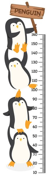 Meter wall with penguin.illustration. - Vector, Image