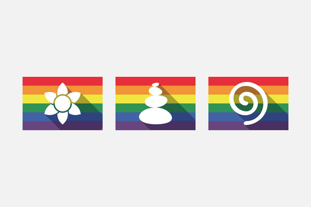 Zestaw flag dumy gejowskiej z Zen i relaks związany z ikony - Wektor, obraz