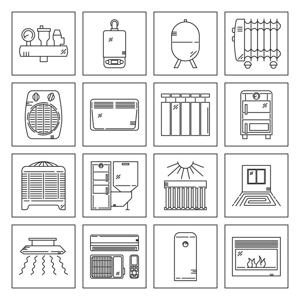 Conjunto de ícones de aquecimento da casa
 - Vetor, Imagem