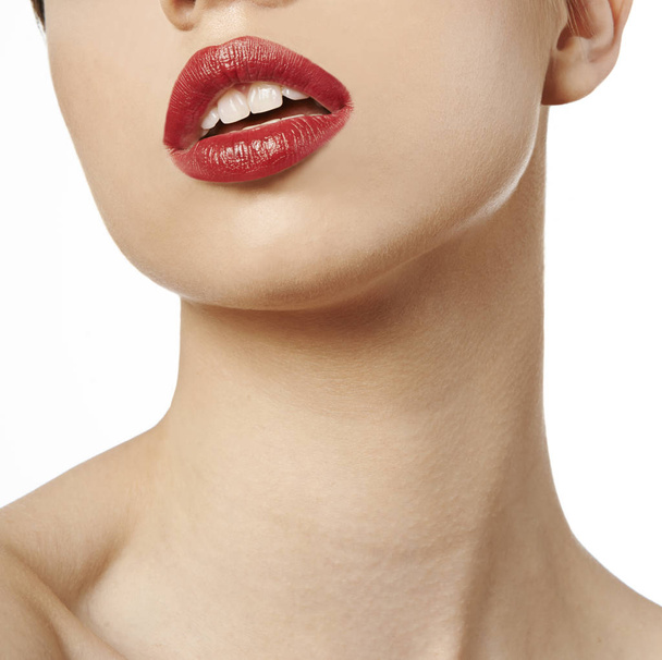 mouth with red lipstick - Φωτογραφία, εικόνα