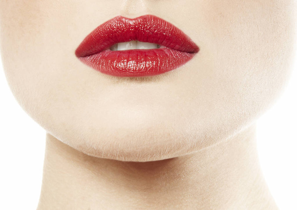 usta z czerwona szminka - Zdjęcie, obraz