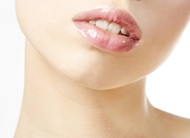 neck and pink lips - Photo, Image