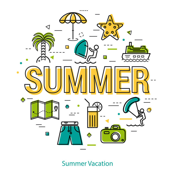 Summer - linear concept - Vector, Image