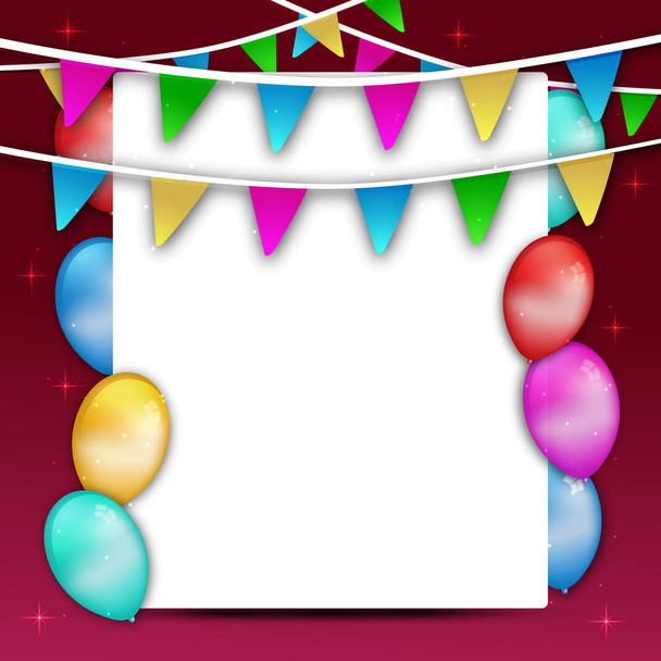 Holiday celebrations background with balloons and buntings. - Vector, Image