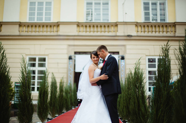 wedding couple  posing in city - Fotografie, Obrázek