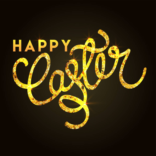 Golden Happy Easter Text. - Vector, imagen
