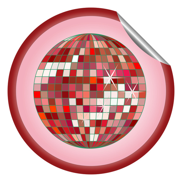 Disco ball red sticker - Διάνυσμα, εικόνα
