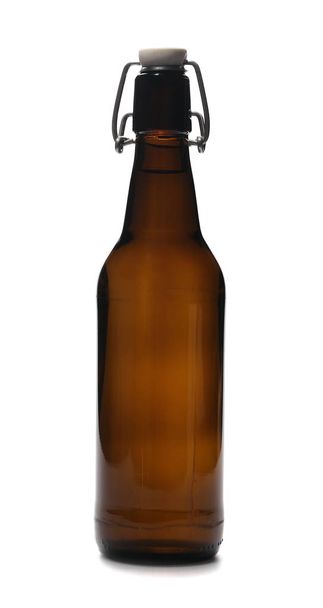 old bottle of beer with drops isolated on white background - Photo, Image