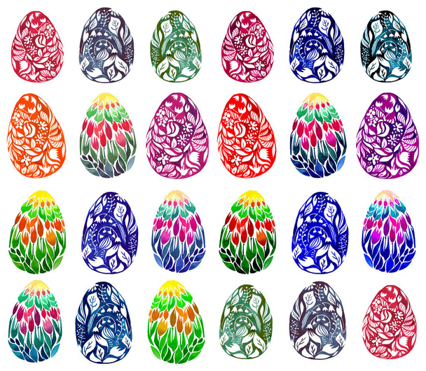 Красочные сложные абстрактные графические красивые красивые красивые яркие цветочные травяные пасхальные яйца акварель
 - Фото, изображение