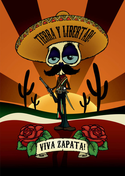 Fun looking Mexican revolutionist character  - Διάνυσμα, εικόνα