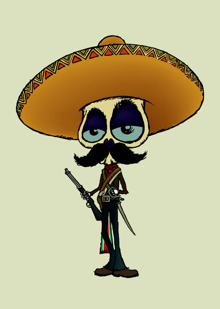 Fun looking Mexican revolutionist character. - Вектор,изображение