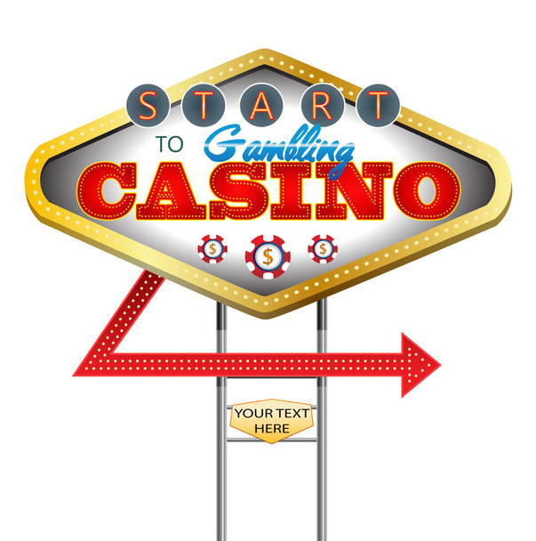casino night sign board on isolated white background - Photo, Image