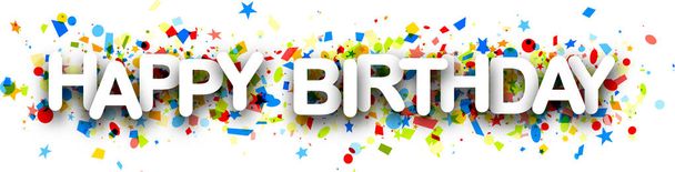 Banner feliz aniversário com confete - Vetor, Imagem