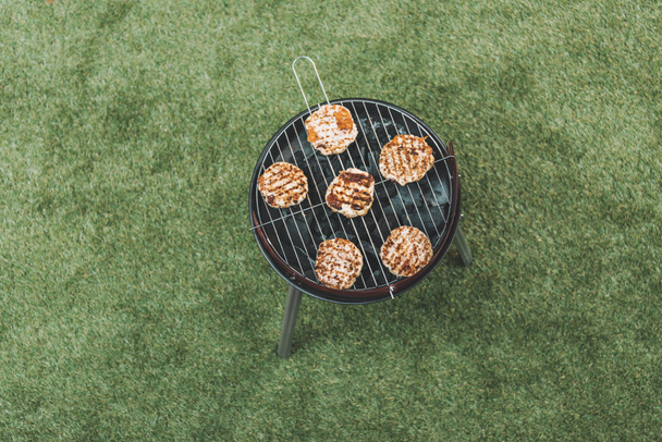 top view of grill with hamburgers - Photo, Image