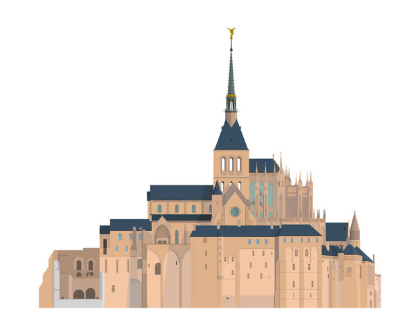 Monte Saint Michel, França. Isolado em fundo branco ilustração vetorial
. - Vetor, Imagem