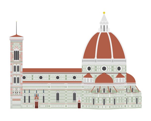 サンタ・マリア ・ デイ ・ フィオーレ、フィレンツェ、イタリア。白い背景のベクトル図に分離. - ベクター画像