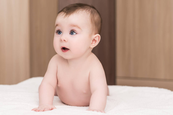 portrait of adorable baby girl with blue eyes - Zdjęcie, obraz
