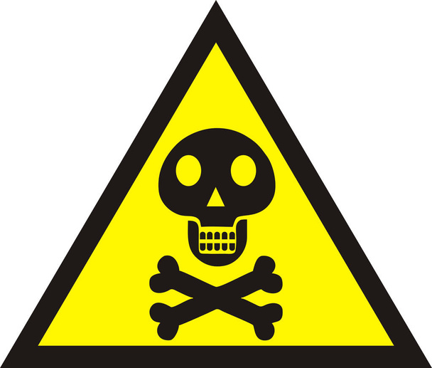 Segno di pericolo con simbolo del cranio. Segnale di pericolo mortale, segnale di avvertimento
, - Vettoriali, immagini