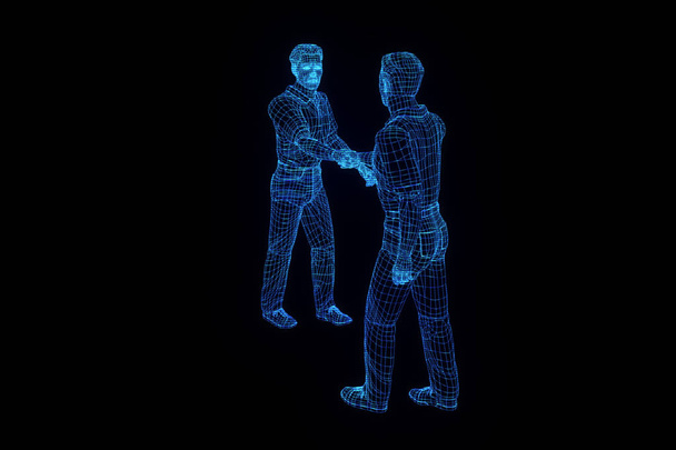 Human Wireframe Hologram in Motion. Nice 3D Rendering - Fotó, kép