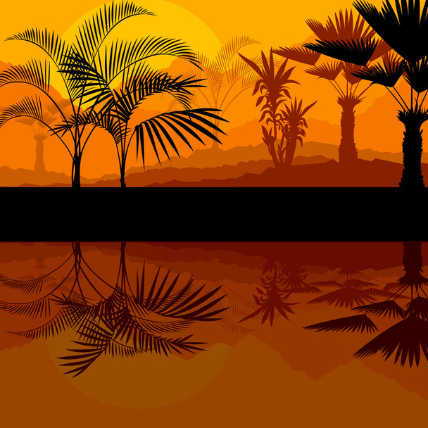 Tropical palm tree background vector - ベクター画像