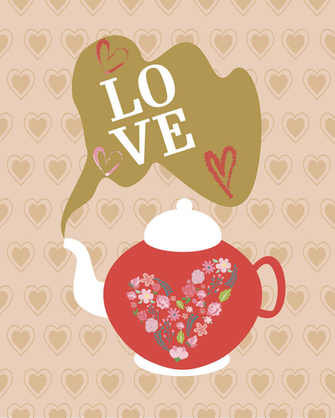 Happy Valentine's Day greeting card. Love you card - Wektor, obraz