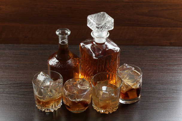 Glass whiskey on wood two - Fotó, kép