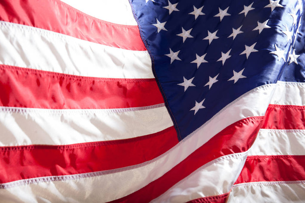USA zászló. Amerikai zászló. Amerikai zászló, fúj a szél. - Fotó, kép