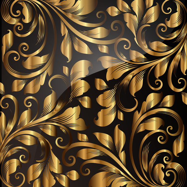 Seamless wallpaper pattern gold, vector - Vector, afbeelding