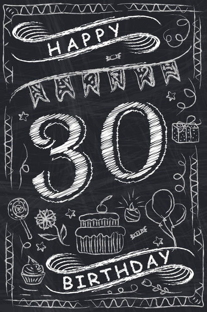 Anniversaire Joyeux anniversaire Carte Design sur tableau. 30 ans
 - Vecteur, image