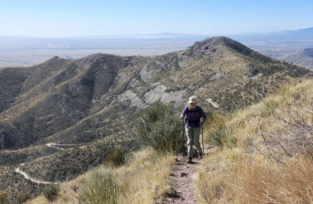 Turysta na szlaku Crest Huachuca Mountain - Zdjęcie, obraz