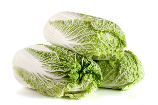 three chinese cabbage and half isolated on white background - Фото, изображение